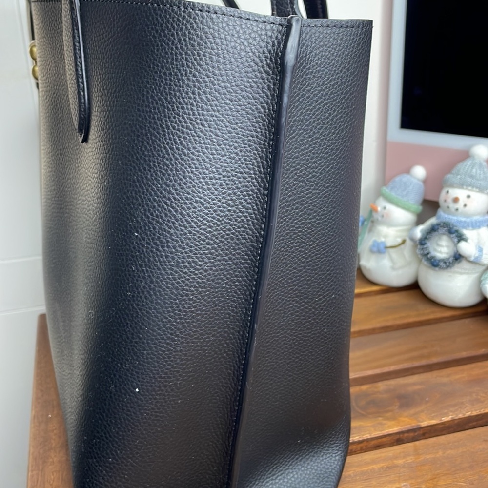 Coach Black Leather Tote with Burgundy Tag and Gold Hardware - Picture 13 of 14